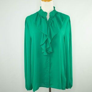 Who What Wear green ladies blouse with ruffles (M)